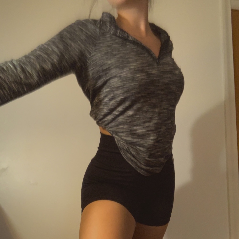 Grey Quarter-Zip Workout Top